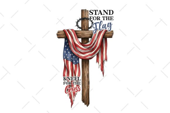America Flag Cross Christian Freedom PNG T-Shirt Designs