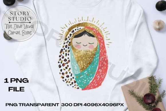 Glitter Nativity Mary and Baby Jesus T-Shirt Designs