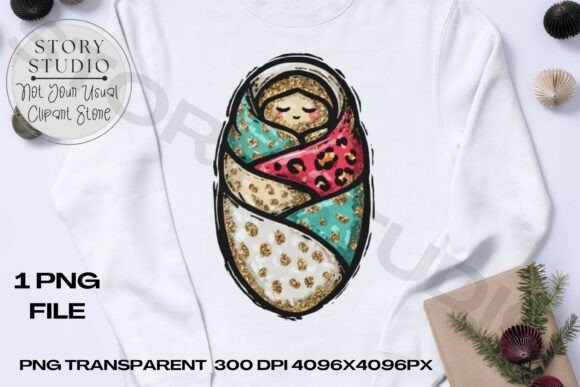 Glitz Nativity Baby Jesus Clipart for T-Shirt Designs