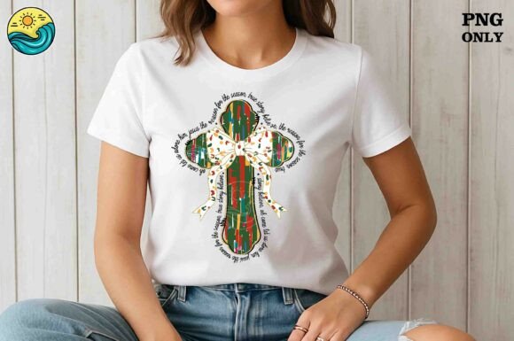 Jesus Cross Christmas PNG for T-Shirt Designs