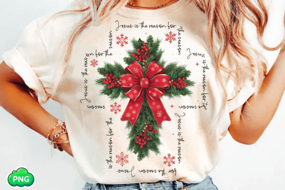 Jesus Reason for Season, Christmas Cross T-Shirt Designs