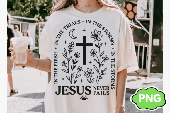 Jesus Wildflowers PNG Design for T-Shirt Designs