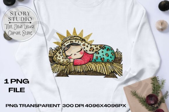 Sparkling Nativity Baby Jesus Clipart for T-Shirt Designs